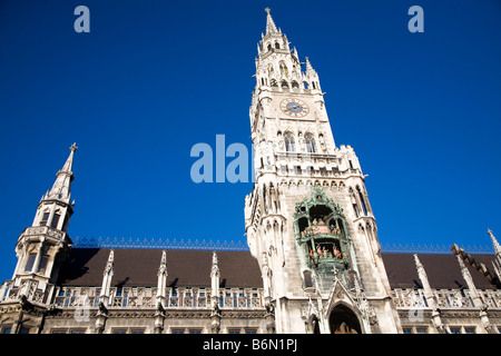 Der Clocktower das gotische Rathaus (Neues Rathaus) in München. Stockfoto