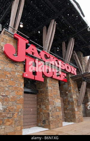 Grundfläche Straßenbahn bauen, Jackson Hole Mountain Resort, Teton Village, Wyoming. Stockfoto