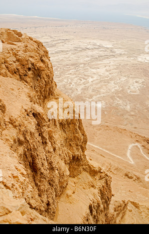 Blick auf die Wüste von Judäa und Totes Meer, Masada National Park, Israel Stockfoto