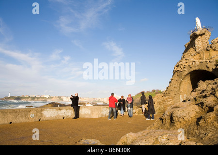 Blick nach Biarritz vom Rocher De La Vierge Stockfoto