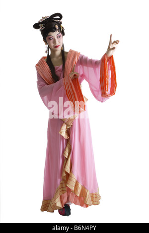 Porträt von Beijing-Oper-Darsteller in traditioneller Kleidung und Make up Stockfoto
