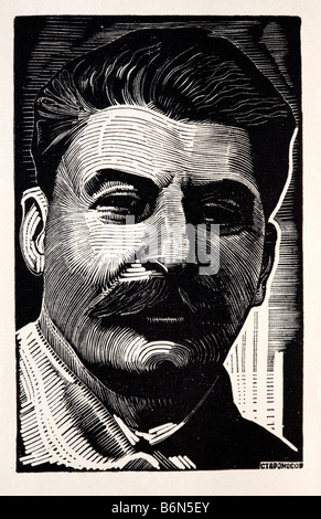 Porträt von Joseph Stalin, Illustration, Sonderausgabe von Stalins Bericht über Industrialisierung (1933), Russland Stockfoto