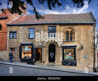 Im 12. Jahrhundert Norman House, steile Hügel, Lincoln Stockfoto