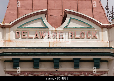 Delaware Block Gebäude an der Hauptstraße in Leadville, Colorado. Dies ist einer von mehreren renovierten historischen Gebäuden in der Stadt. Stockfoto