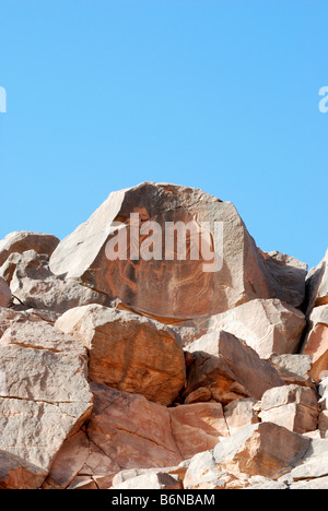 Felsgravuren im Wadi Mathendous Stockfoto