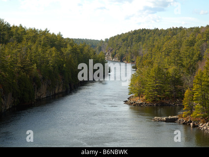 Blick auf den berühmten französischen Fluss, historische Route des Voyageurs, Ontario, Kanada Stockfoto