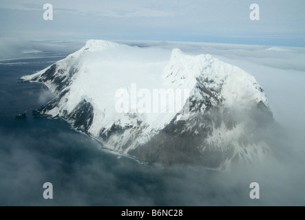 Lichtmess-Insel, Antenne, Süd-Sandwich-Inseln, Antarktis 1994, höchste Gipfel Mount Andromeda, 1804 Füße oder 550 Meter hoch Stockfoto