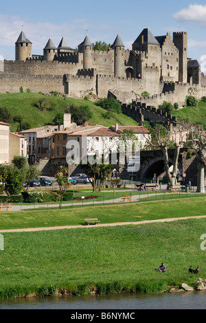 Carcassonne Frankreich mittelalterliche ummauerten Cité von Carcassonne Stockfoto