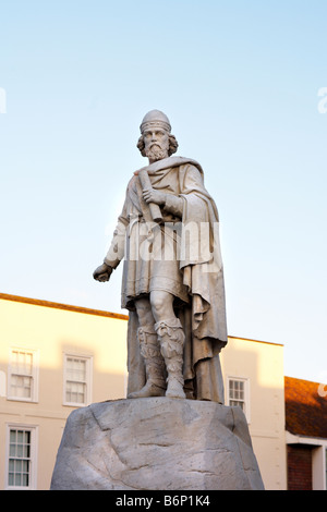 Statue von König Alfred von hinten. fehlende Axt verwüstet Stockfoto