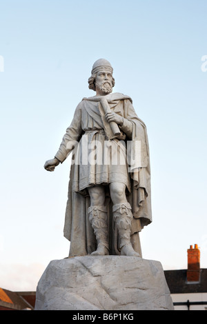 Statue von König Alfred von hinten. fehlende Axt verwüstet Stockfoto