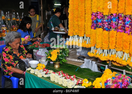 Pak Khlong Talat, Blumenmarkt Bangkok, Thailand Stockfoto