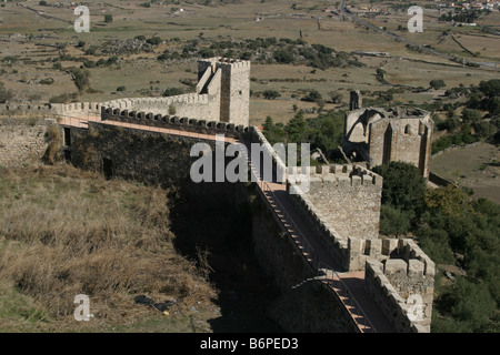 Die Aussicht über die Ebenen von Spanien in der Extremadura vom oberen Rand der Castillo Mauern in der Stadt Trujillo Extremadura-Spanien Stockfoto