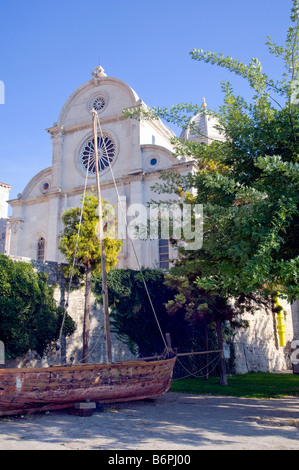 Die Vorderseite der Kathedrale von St. James in Sibenik Kroatien Stockfoto