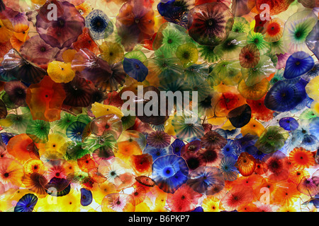 "Fiori di Como", 2.000 mundgeblasene Glasblumen auf Lobby Decke, Bellagio, Las Vegas Stockfoto