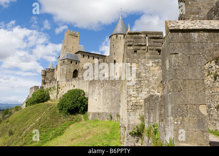 Blick auf die Burg La Cite in Carcassonne, Frankreich Stockfoto