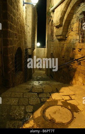 Altstadt von Jaffa in der Nacht, Israel Stockfoto