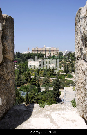 Aussicht vom Wall gehen in Altstadt, Jerusalem - King David Hotel Stockfoto