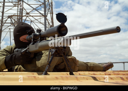 Special Forces Sniper bereit, Schuss Stockfoto