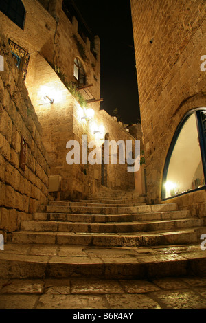 Altstadt von Jaffa in der Nacht, Israel Stockfoto