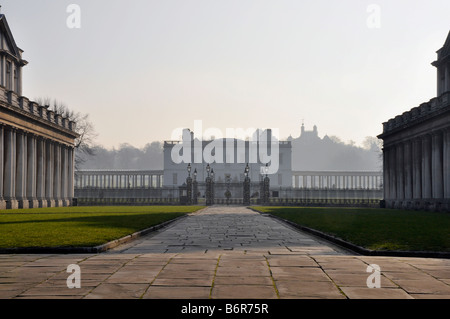 Die Queen House, Greenwich, gesehen vom Greenwich University, ehemals das Royal Naval College, London Stockfoto