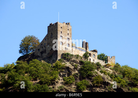 Schloss Liebenstein mit Blick auf mittleren Rhein Stockfoto