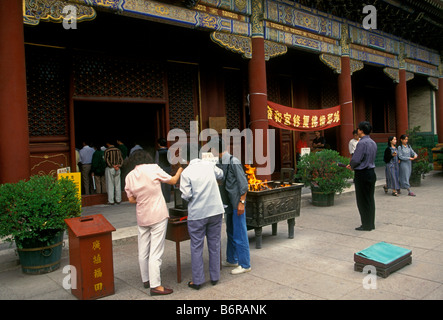 Die chinesischen Leute, Touristen, Reiseführer, Reisegruppe, geführte Tour, Lama Tempel, Yonghegong, Peking, Peking, China, Asien Stockfoto