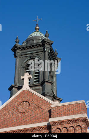 Turm der Unbefleckten Empfängnis Parish, Cedar Rapids, Iowa, USA Stockfoto