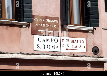 Melden Sie sich an Campo San Toma, Venedig, Italien Stockfoto