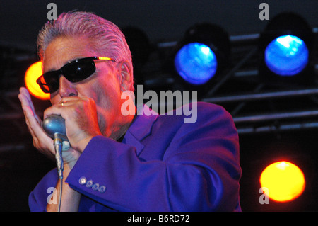 Mundharmonika-Spieler Rod Piazza 2007 Moulin Blues Festival Ospel Niederlande Stockfoto