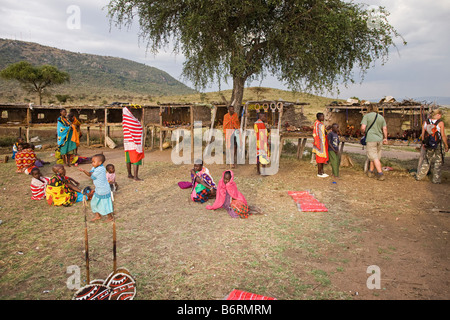 Dorf in der Nähe von Masai Mara Game Park Kenia Afrika Stockfoto