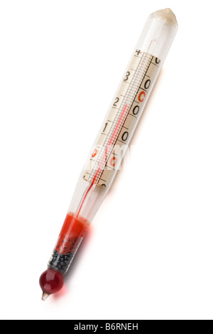 Ein Vintage Quecksilber Thermometer Auf Weiss Stockfotografie Alamy