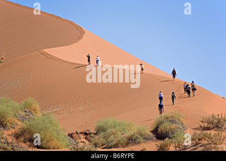 Fuß auf Düne Sossusvlei im Namib Wüste Namib Naukluft Nationalpark Namibia Stockfoto