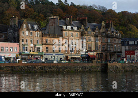 Oban Fischerei Hafen aus dem 18. Jahrhundert Stadt Zentrum typische Hafengebäuden Argyll Bute Scotland UK Stockfoto