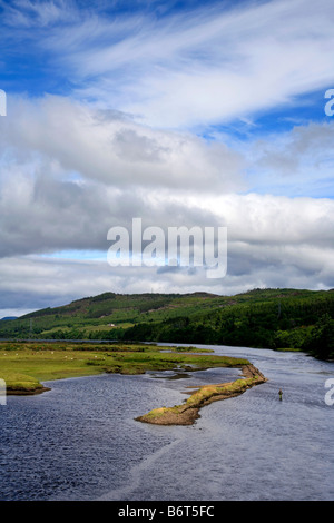 Landschaft Sommer Blick über Dornoch Firth aus Bonnar Brücke Sutherland Hochland von Schottland, Vereinigtes Königreich Stockfoto