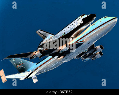 NASA Space Shuttle Reisen befestigt auf einer Boeing 747 Stockfoto