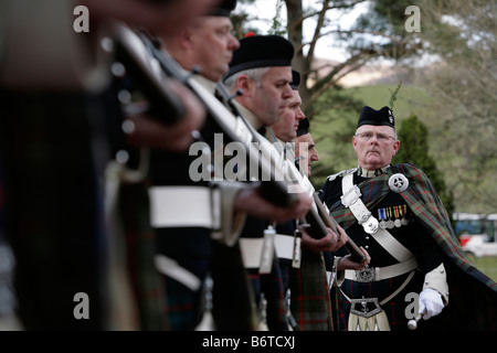 Die Atholl Highlanders auf der Parade in Blair Castle Blair Atholl der Atholl Highlanders sind Europas einzig verbliebene Privatarmee Stockfoto