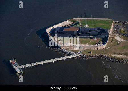 Luftaufnahme von Fort Sumter die Insel-Festung in Charleston Harbor South Carolina Ft Sumter ist, wo der Bürgerkrieg begann Stockfoto