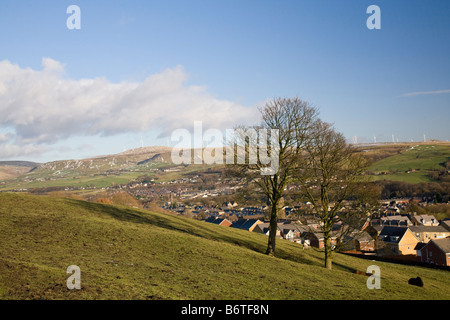 Scout moor Turbine Windpark im Lancashire Moor über Ramsbottom, England Stockfoto