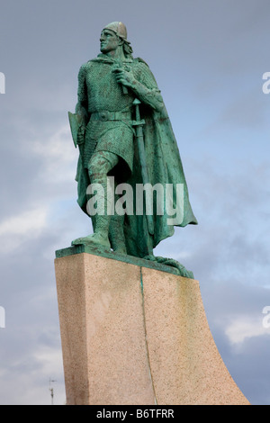 Leifur Eriksson Statue Reykjavik Island Stockfoto