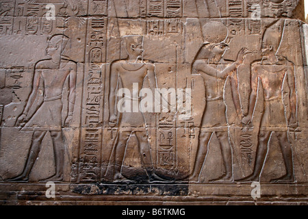 Hieroglyphen an den Wänden der Luxor-Tempel, Luxor, Ägypten Stockfoto