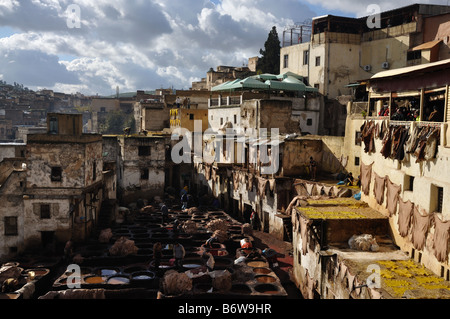 Traditionelle Gerberei Chouwara in Fes, Marokko Stockfoto