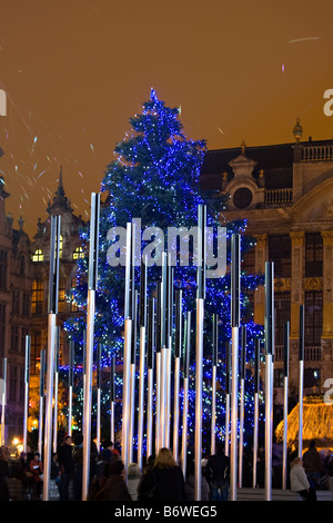 Weihnachtsbeleuchtung Grand Place Brüssel Belgien Stockfoto