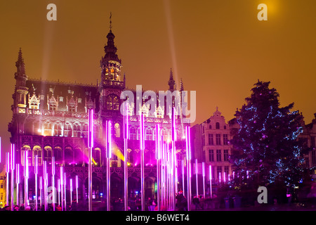 Weihnachtsbeleuchtung Grand Place Brüssel Belgien Stockfoto