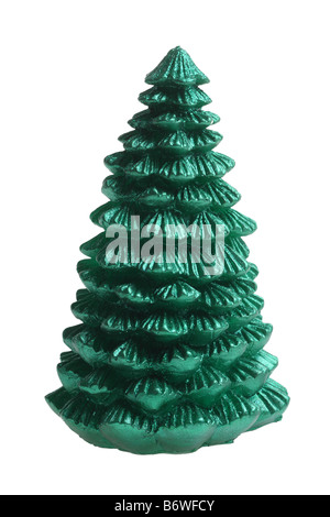 Weihnachtsbaum-Kerze Ausschneiden isoliert auf weißem Hintergrund Stockfoto