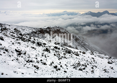 Blick vom Vulkan Cotopaxi in den ecuadorianischen Anden Stockfoto