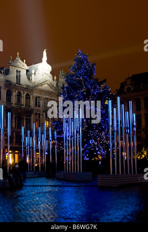 Weihnachtsbeleuchtung Grand Place Brüssel Belgien Stockfoto