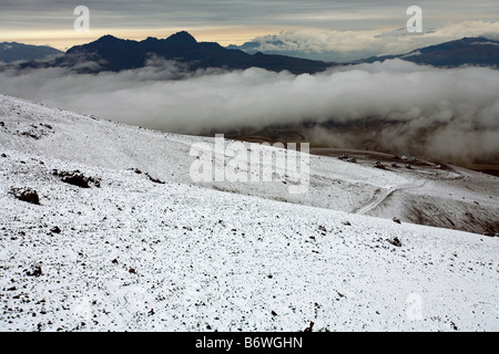 Blick vom Vulkan Cotopaxi in den ecuadorianischen Anden Stockfoto