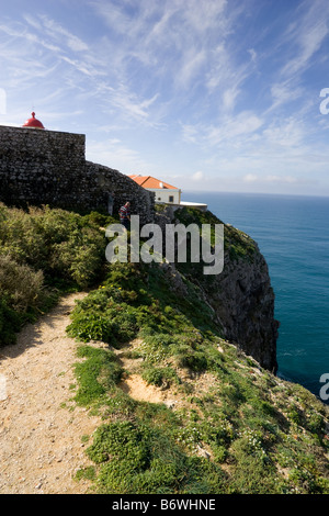 Weg zum Leuchtturm. Kap St. Vincent, Portugal Stockfoto