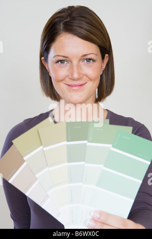 Porträt einer Frau und Farbe Farbfelder Stockfoto