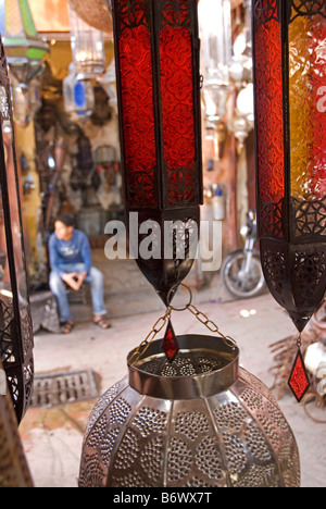 Marokko, Marrakesch, Marche des Epices. Gewürze für den Verkauf auf einen Stall in der Gewürzmarkt. Stockfoto